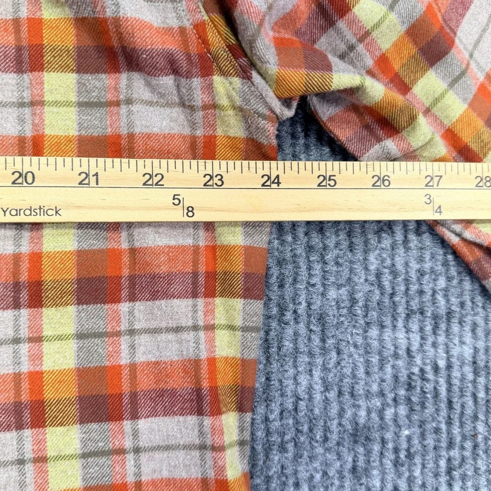 Stio Shirt Mens XL Orange Plaid Flannel Button Up Long Sleeve Outdoor Casual